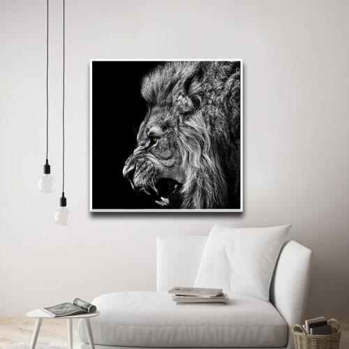 Modern Animals Canvas Art Paintings Wall Black and White Lion Pictures Home Decor Print and Posters for Living Room Unstretched