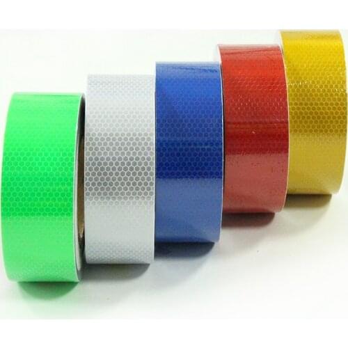 5cm*50m Reflective Tape Safety Warning Conspicuity Film Adhesive tape 2" width red white yellow blue green