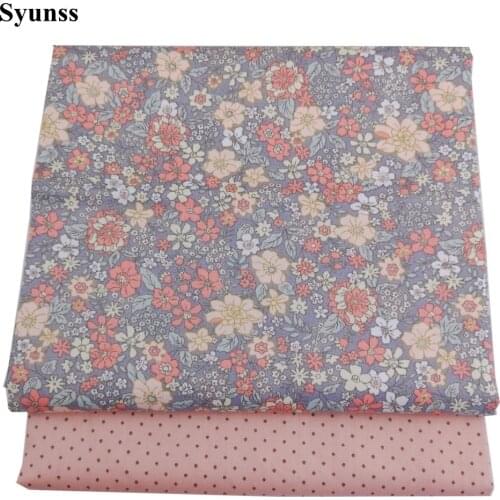 Syunss Diy Patchwork Cloth For Quilting Baby Cribs Cushions Dress Sewing Tissus Floral Dot Printed Twill Cotton Fabric Tecido