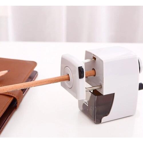 Deli 0610B Pencil Sharpener for Office Crank Pencil Cutting Machine Basic Type Metal 1pcs 2 Colors Black and White Mechanical