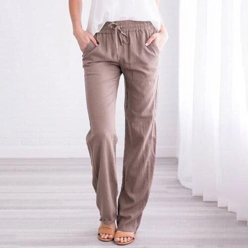 2021 Womens Casual Pants Cotton Linen Trousers For Female Solid Color Ladies Clothing Baggy Sweatpants Autumn Loose Pants Women