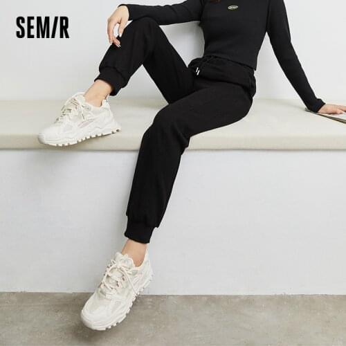 SEMIR Casual Trousers Women Stretch Knitted Trousers 2021 New Summer Trend Sports Style Black Pants