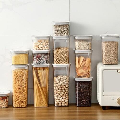 1/3pcs Kitchen Food Storage Box Container Set Organizer Square Vacuum Lid Airtight Jars Pantry Noodle Legume Cereals Rice Pasta