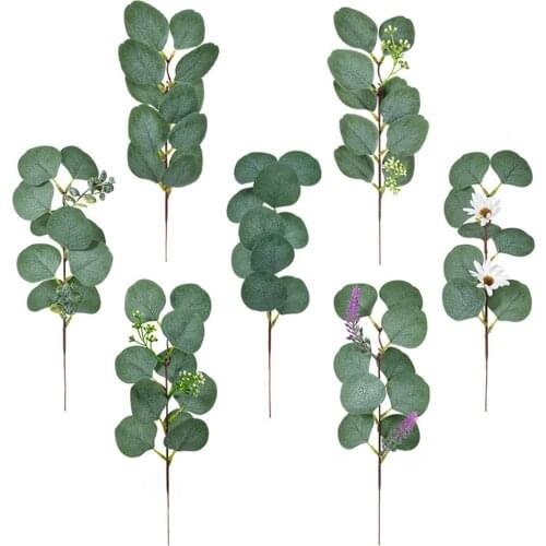 10Pcs/Set Indoor Outdoor Wall Hanging Creeper For Home Garden Green Artificial Eucalyptus Leaf Plants Wreath for Christmas Decor