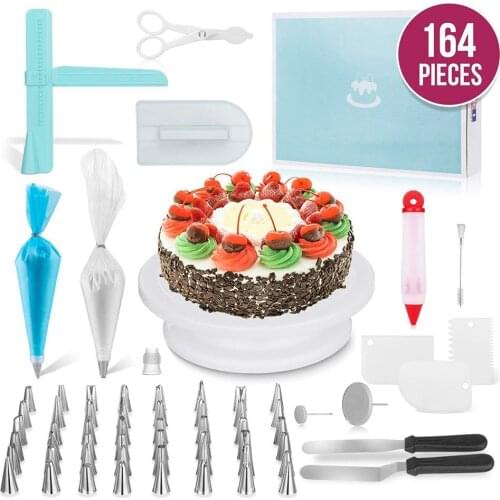 164Pcs/Set Cake Turntable Rotating Cake Dough Knife Decorating Cream Cakes Stand Rotary Table DIY Pan Baking Tool
