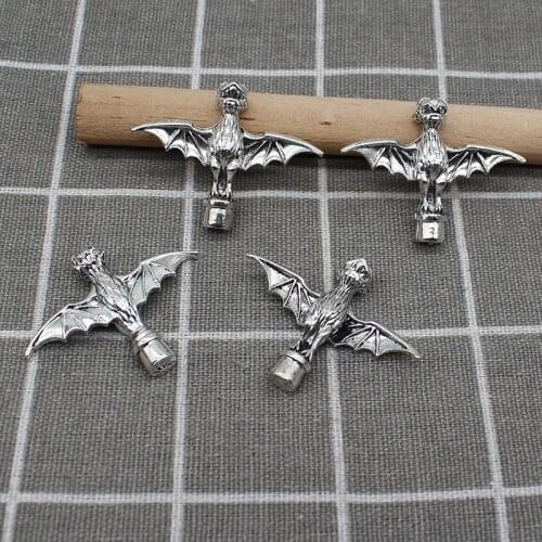 2pcs/lot 8*35*46mm Tibetan Silver Alloy Bat Charms DIY Making Animal Bat Accessories Making Finding X1876