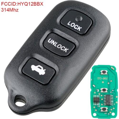 3+1 Buttons 314MHz Replacement Keyless Entry Remote Fob HYQ12BBX Fit for 1998 1999 2000 2001 2002 2003 2004 Toyota Avalon