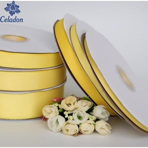 Yellow 5 Yards/lot 7mm/10mm/15mm/20mm/25mm/38mm for choose Grosgrain Ribbon for Wedding Party Decoration&DIY Gift Wrapping