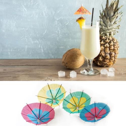 50Pcs Mini Cake Umbrella Party Decoration Umbrella Shaped Pegwood Cocktail Accessories Color Random