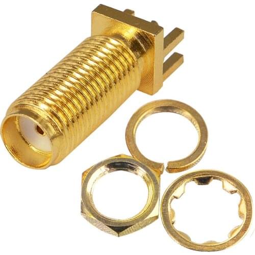6 pieces/lot) SMA Female PCB Jack Edge Mount PC Board PCB Receptacle Adapters Goldplated SMA Connectors