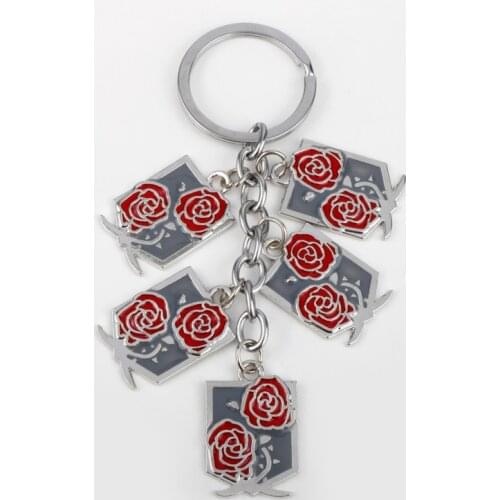 Anime Attack On Titan Keychain Trainee Survey Corps Military Police Garrison Regiment Rose Logo Pendant Key Chain Car Keyring