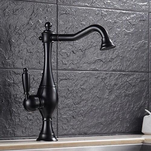 Free shipping European brass kitchen sink faucet with blackened kitchen faucet of single handle hot cold black water faucets