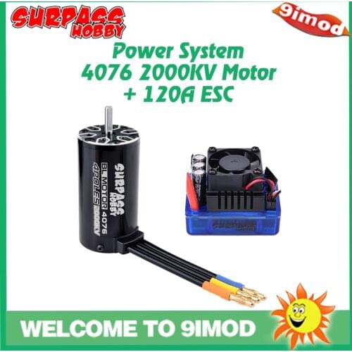 SURPASSHOBBY 4076 2000KV Brushless Motor Waterproof Sensorless +120A ESC for 1:8 RC Climbing Drift Racing Off-road Car