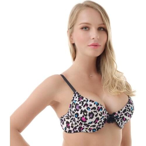 MiaoErSiDai Plus size bras for women push up black color printing leopard zebra have A/ B/C/D cup girls bra # 041116