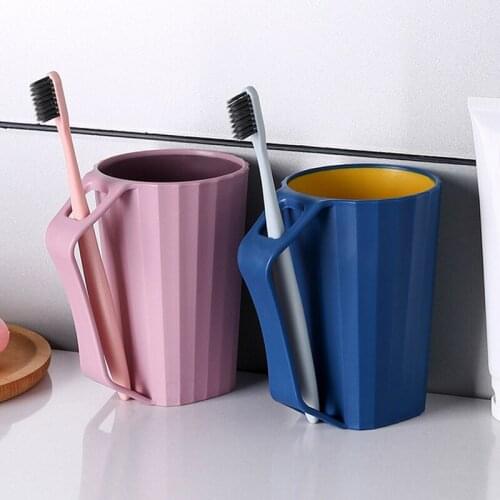 Toothbrushing Cup With Handle Simple Household Wash Cup For Couples Creative Mouthwash Cup For Children Cute Tooth Brushing Cup