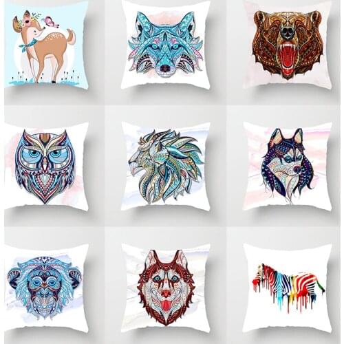 Wolf owl lion zebra deer mouse rabbit pig elephant horse monkey Cushion Cover Party Pillow Case Sofa Throw Pillows Pillowcase