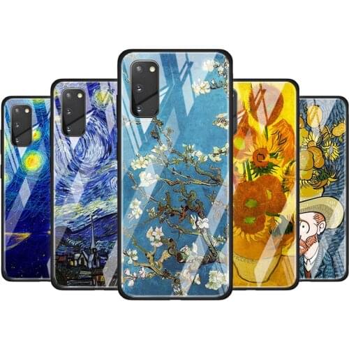 Van Gogh Oil Painting for Samsung Galaxy S20 FE Ultra Note 20 S10 Lite S9 S8 Plus Luxury Tempered Glass Phone Case Cover