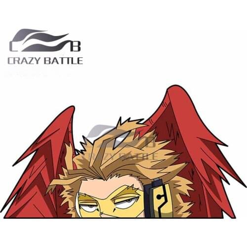 Crazy Battle 13 x 7.3cm for My Hero Academia Hawks Peeker DIY Motorcycle Car Stickers Vinyl Car Wrap Occlusion Scratch Decal