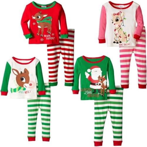 Kids Fall Clothes Christmas Pajamas Santa Claus Boutique Kids Pajamas Set Merry Christmas Toddler Girl Boy Pajamas Clothes