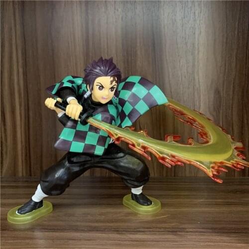 FigureCrazy New Tanjirou Vulcan Cool Fighting PVC Action Figure Demon Slayer Model Gift Kamado Tanjirou Fire Breath Nezuko 15cm