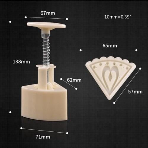50g Mooncake Mold 5pcs Fan Triangle Stamps Hand Press Moon Cake Pastry Mould DIY