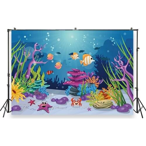 HUAYI Photo Background Newborns Baby Shower Birthday Photography Backdrops Underwater Seabed Studio Photobooth Backdrop XT-7375