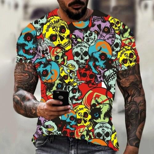 Short Sleeve Mens Black Skull T-shirt 3d Printing Summer Breathable Tops Fashion Casual 2021 New Sportswear for Men and Women
