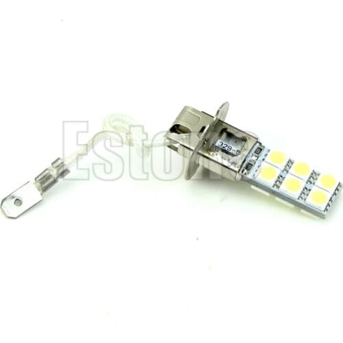 H3 12-LED 5050 lampadina testa di SMD 12V bianco luminoso della nebbia