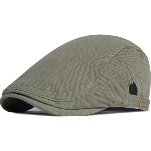 Spring Summer Beret Hat For Men Solid Black Gray Cotton Flat Peaked Herringbone Cap Women Outdoor Sun Ivy Hat Retro Newsboy Cap