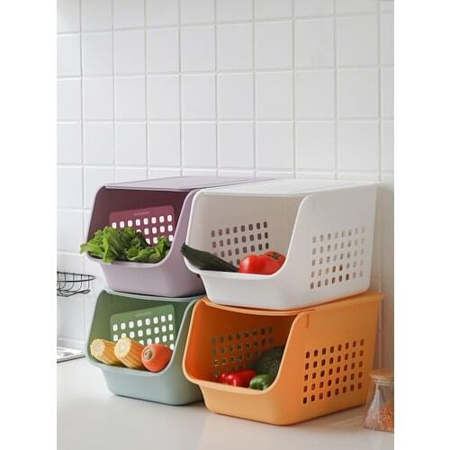 Kitchen vegetable storage basket plastic stackable fruit storage basket sundries snack storage basket storage box