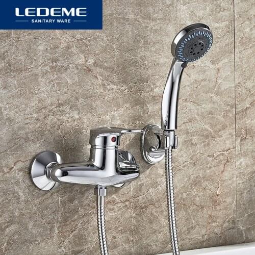 LEDEME Bathroom Bathtub Faucets Bath Shower Faucet Mixer Tap With Hand Shower Head Shower Cold Hot Bathtub Faucet 1 Set L2004