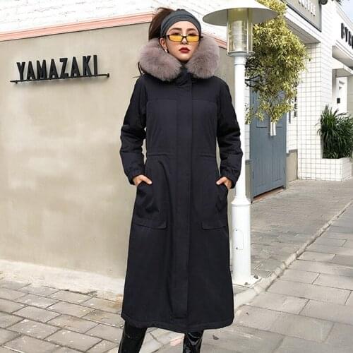 Fur Rex Rabbit Real Parka Long Jacket Winter Coat Women Manteau Femme QX29-2902 YY959