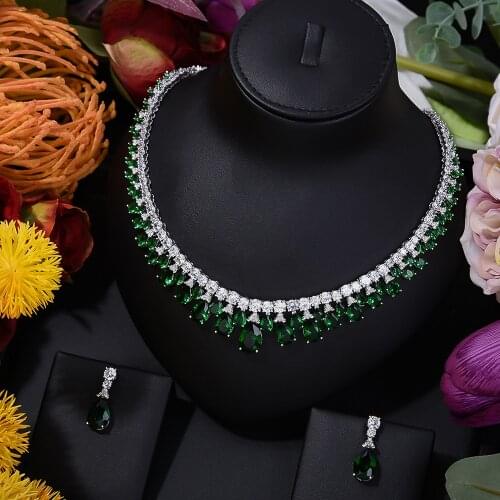 Missvikki Luxury Nigeria 2pcs Bridal Wedding Necklace Earrings Cubic Zirconia Jewelry Sets For Women Party Luxury Jewelry Set