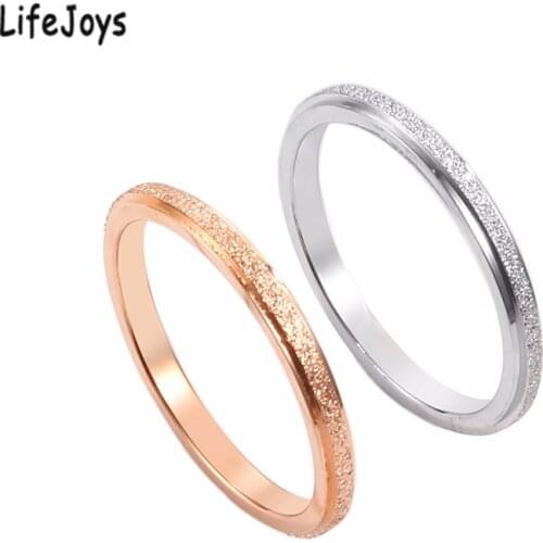 2mm Matt Thin Ring Stainless Steel Narrow Matte Ring Jewelry Rose Gold Silver Color For Women Men Size 4 To 10 High Quality