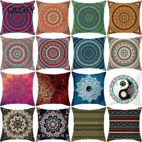 Geometric Cushion Cover Cotton Soft Peach Leather Bohemian Mandala Home Decoration Ethnic Style Cushion Cover Home Decoration