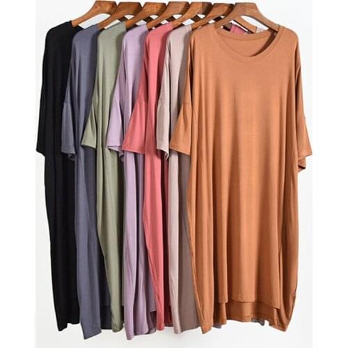 Large Size Nightdress Female 90 Kg Modal Fat Mm Loose Summer Nightgowns Women Outside Wear Dress Short Sleeve Home Clothes