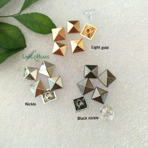 Wholesale 8mm 200sets Zinc alloy garment jeans Square rivets with alum nail black nickle/nickle/light gold color