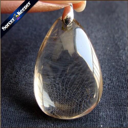 Genuine Natural Gold Rutilated Quartz Crystal Cabochon Setting Necklace Pendant Stone Beads for DIY Jewelry Making OS904