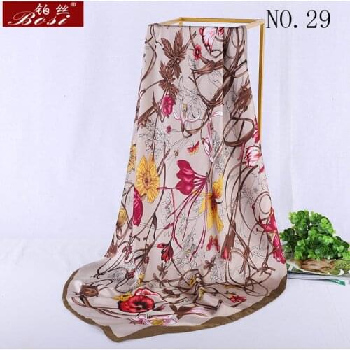 Silk feels square scarf Flower women Fashion scarfs sjaal scarves luxury brand women hijab Wraps peacock Spring for 90*90cm new