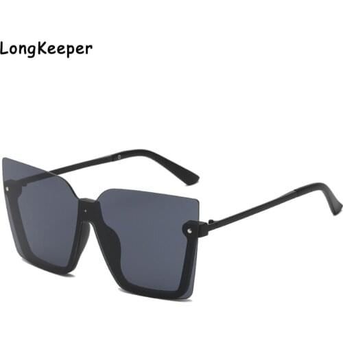 Oversized Half-Rimless Sunglasses Fashion Women Metal Gradient Brown Sun glasses Luxury Lady Sunglass Eyewear men UV400 Shades