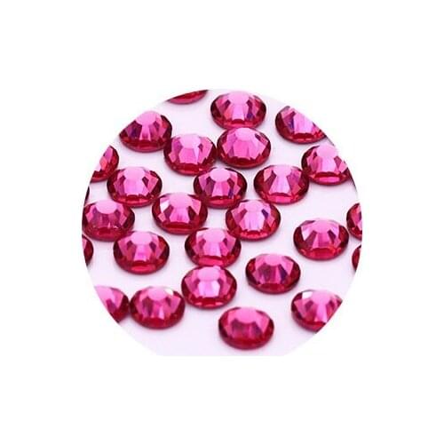 SS5-SS30 Glass Crystal Rose red Rhinestones Iron On Stones Flatback Clear Hotfix Rhinestones For Wedding Dress Shoes Diy