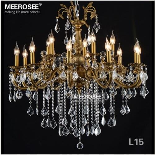 New Arrival Brass Chandelier Light Modern Bronze Finish Clear Crystal Hanging Lamp Lustre Fixture Indoor Lighting For Hotel