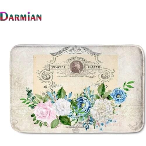 DARMIAN Vintage Floral Poster Entrance Doormat Non-slip Door Mats Outdoor Water Absorption Living Room Carpet Floor Mats Rugs