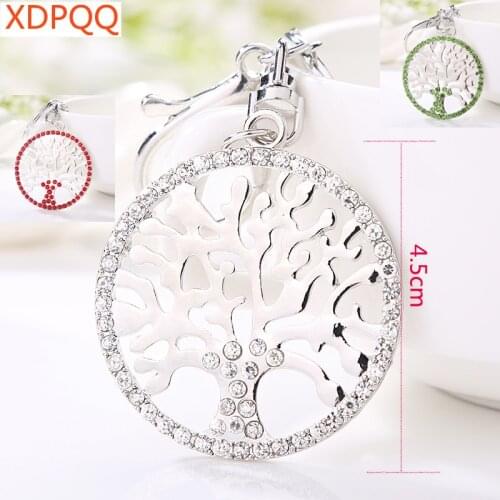 XDPQQ new jewellery 7 Chakra life tree key chain Rhine Stone Pendant ladys Christmas gift car pendant