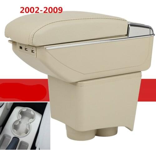 Storage Box Center Console Leather Cup Holder Dual Layer Armrest Arm Rest For Volkswagen VW Polo 9N 02-2009 2005 2006 2007 2008