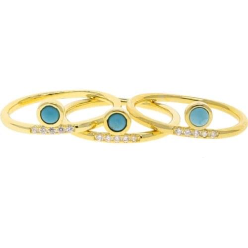 White clear cz Blue Turquoises Stone engagement band ring 5A cz eternity band stacking finger jewelry for women wedding