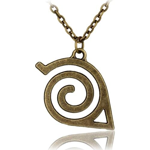 MQCHUN jewelry Anime Necklace Bronze Hidden Leaf Village Symbol Pendant Necklace For Men Fashion Cool Accessories