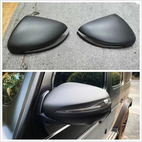 Matte Carbon Fiber Mirror Cover Cap For Benz W464 W463A G-Class Wagon G63 Car Exterior Rear View Glass Protector Case Add On