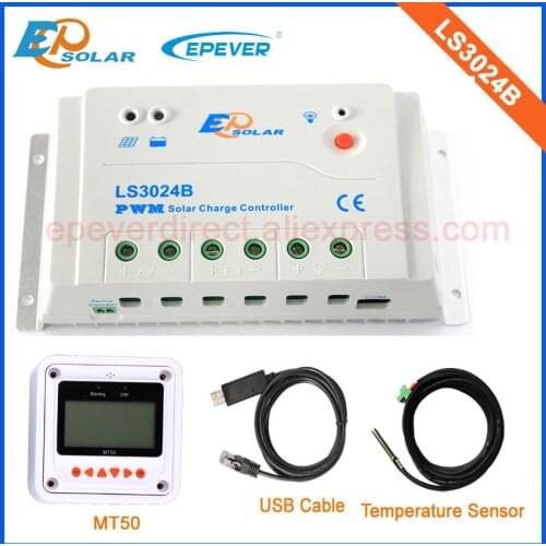 30A EPEVER Solar battery controller LS3024B 24V 12V Battery charging Solar home system USB cable&Temp sensor Solar PWM system