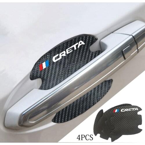 For Hyundai Creta ix25 2017 2018 2019 2020 2021 Accessorie 4pcs Carbon Fiber Pattern Car Door Handle Scratch Protector Stickers